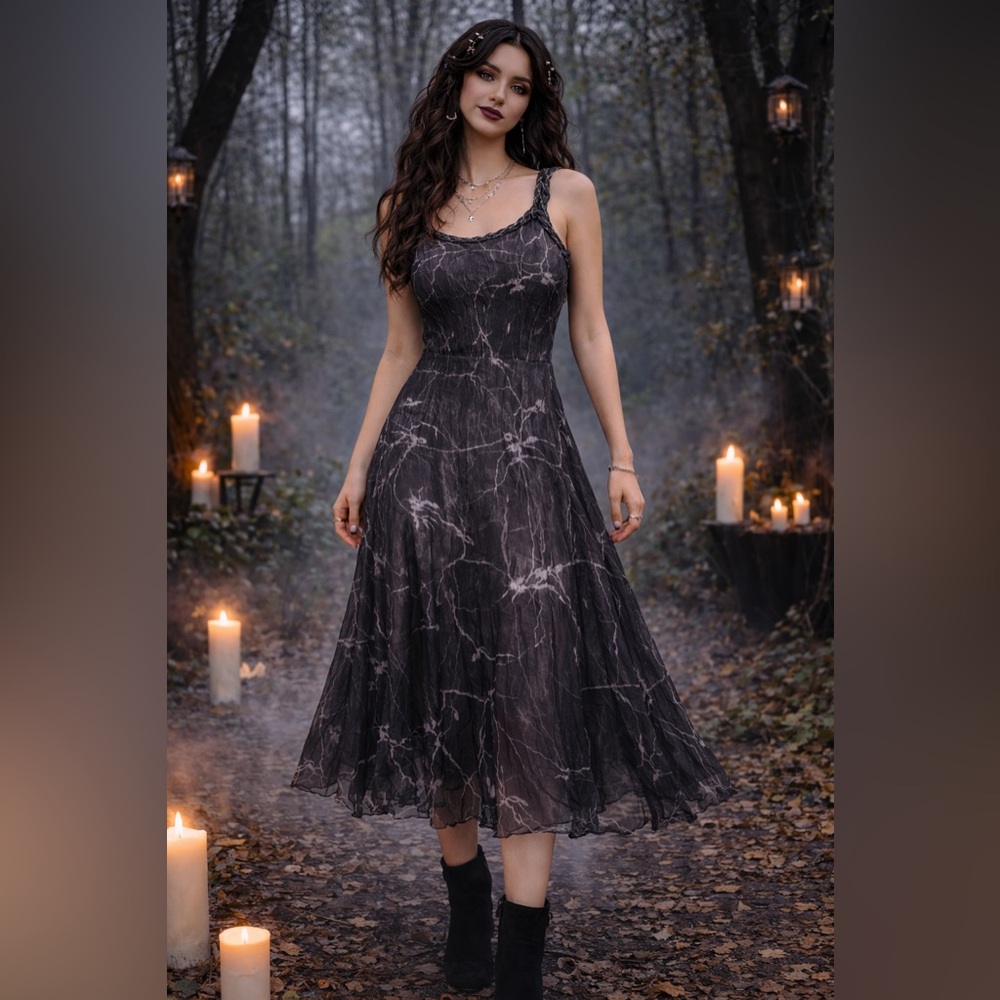 Y2K Komarov Floral Midi Dress | Made in USA | Whimsygoth Vintage | Size M